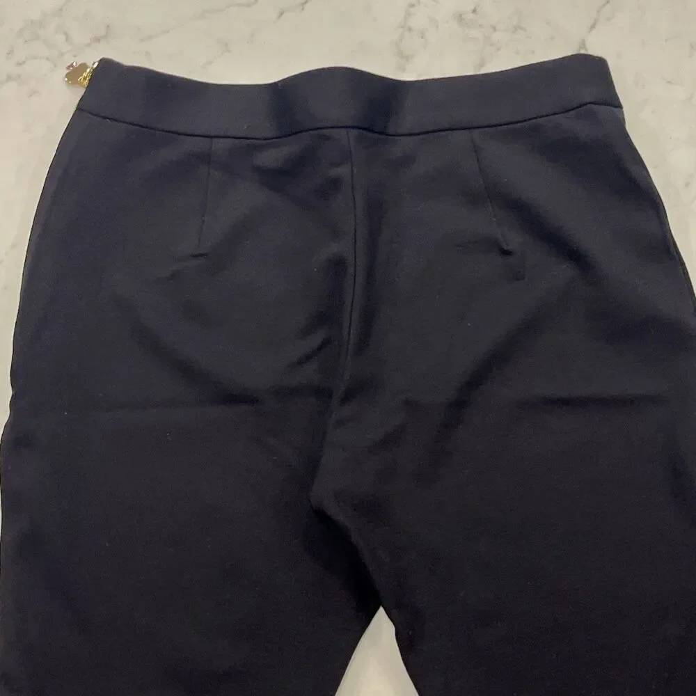 Kate Spade Skinny Ankle Pants‎ Womens 6 Black Gold Tone Side Zip Stretch Viscose